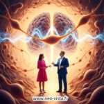 Deux personnes se saluant sous un cerveau lumineux symbolisant l’alignement culturel