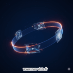 Bague de Möbius composée d’éléments de quiz, schémas et mini-vignettes, symbolisant l’espacement, le rappel et le transcodage.