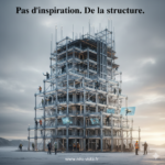 Plan de construction structuré, symbolisant une réinvention solide et pilotée